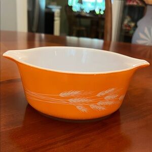 Pyrex Orange Wheat Pattern Bowl